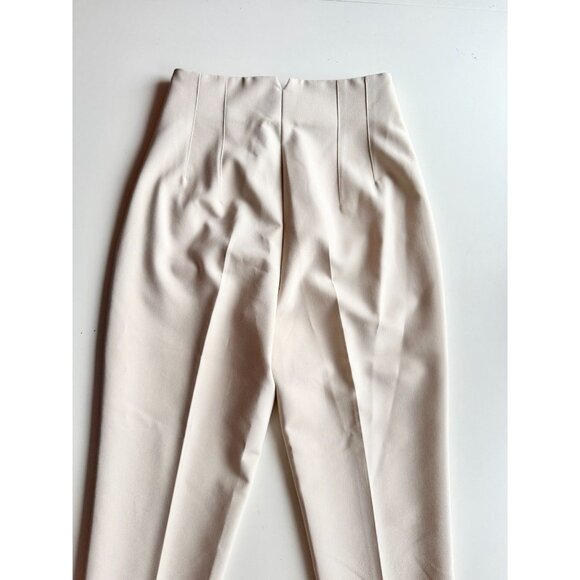 ZARA Off White Suiting Twill High Waisted Tapered Trousers Pants, Size S - Picture 5 of 15